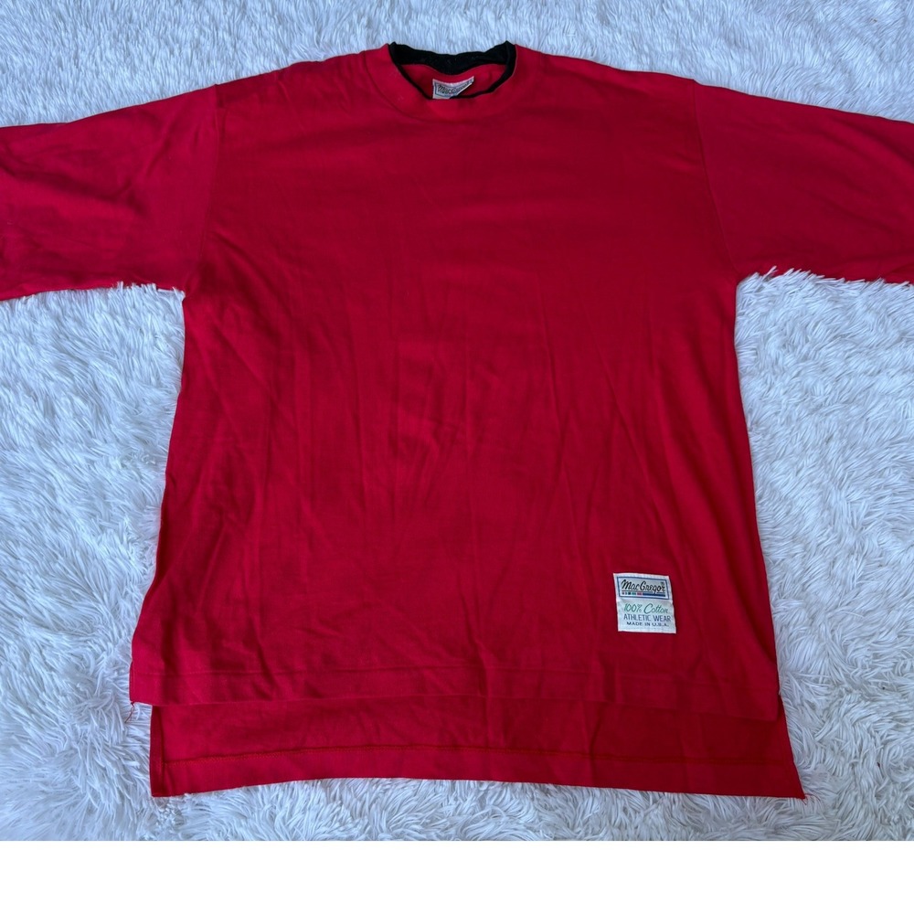 Vintage MacGregor Red Athletic T-Shirt Mens Large Made in USA Cotton Ringer Tee